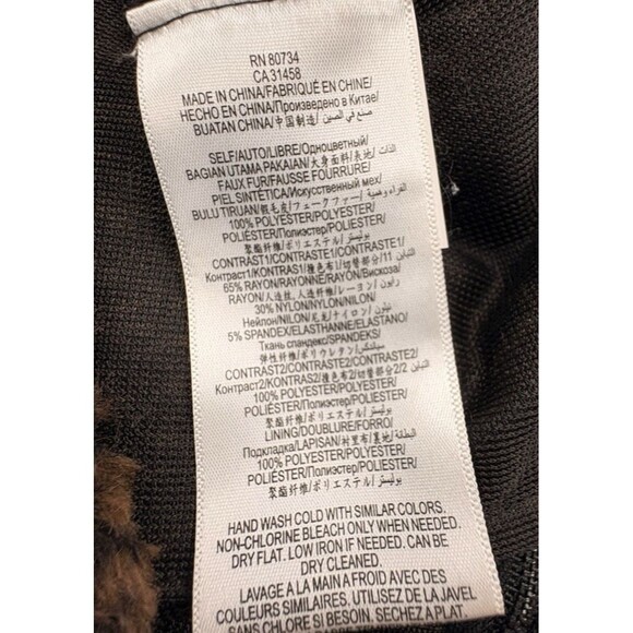 BCBG Max Azria Tulum Faux Fur Zip Back Top Camel Brown Y2K Mob Wife Holiday M - Picture 14 of 16